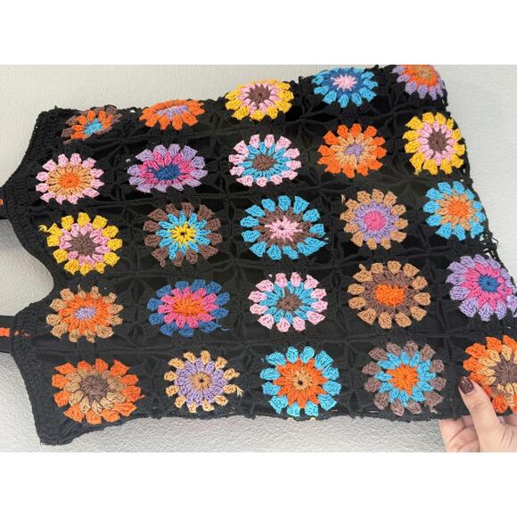 Handmade Crochet Granny Square Tote Bag, New - Picture 2 of 3